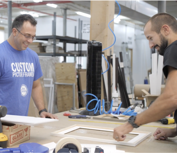 A professional working on a frame